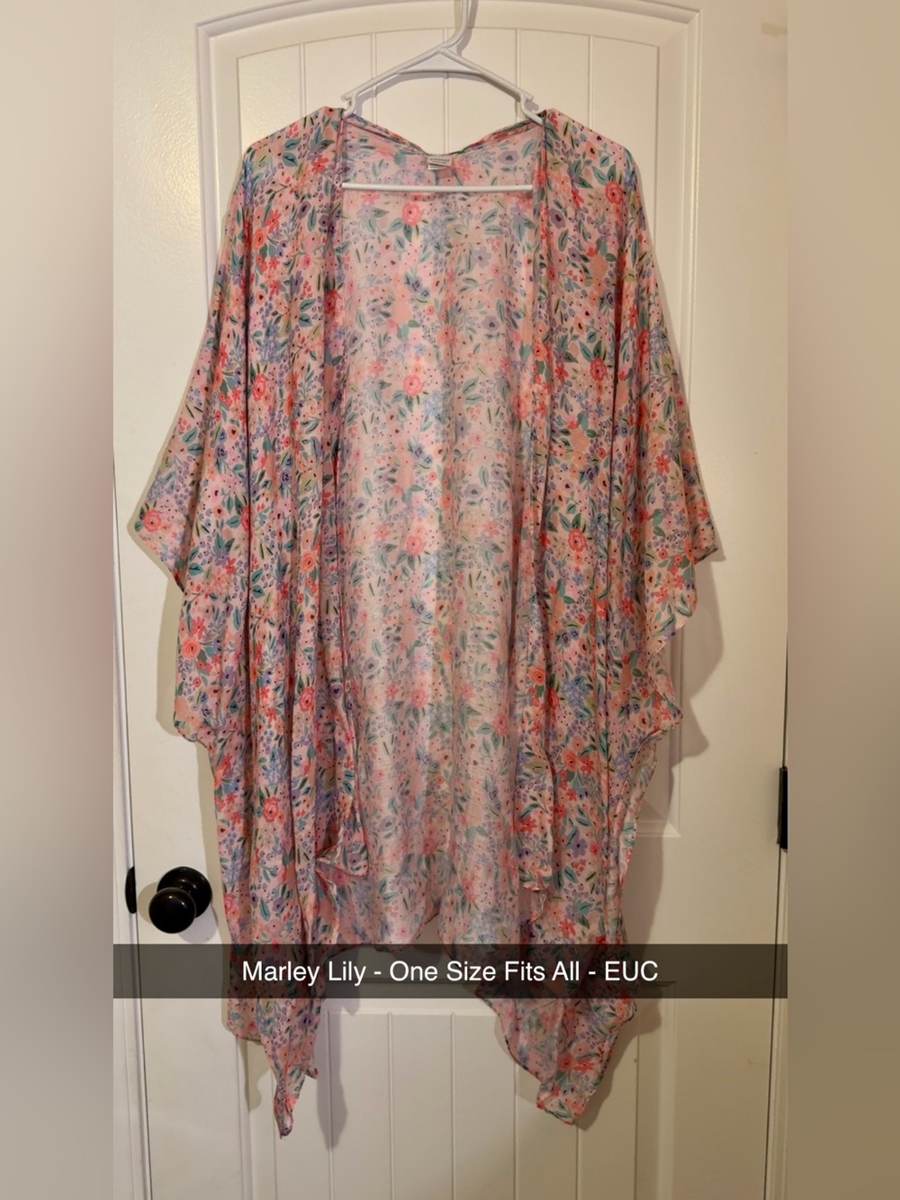 Marley Lily Floral Sheer Kimono Cover-Up in Pink